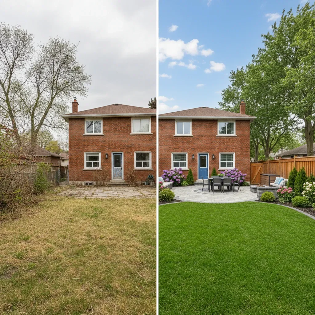 Landscaper transformation - before and after by Signature Landscaping Oshawa in Oshawa